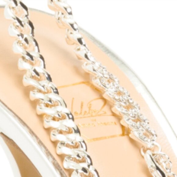 NALEBE Made In Italy Ankle Wrap Heeled Mule Sandals With Chain - Picture 5 of 5